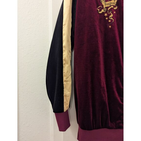 Harry Potter Burgundy & Gold Velvet Jacket XL Magical Creatures Embroidery Ragla - Picture 3 of 7